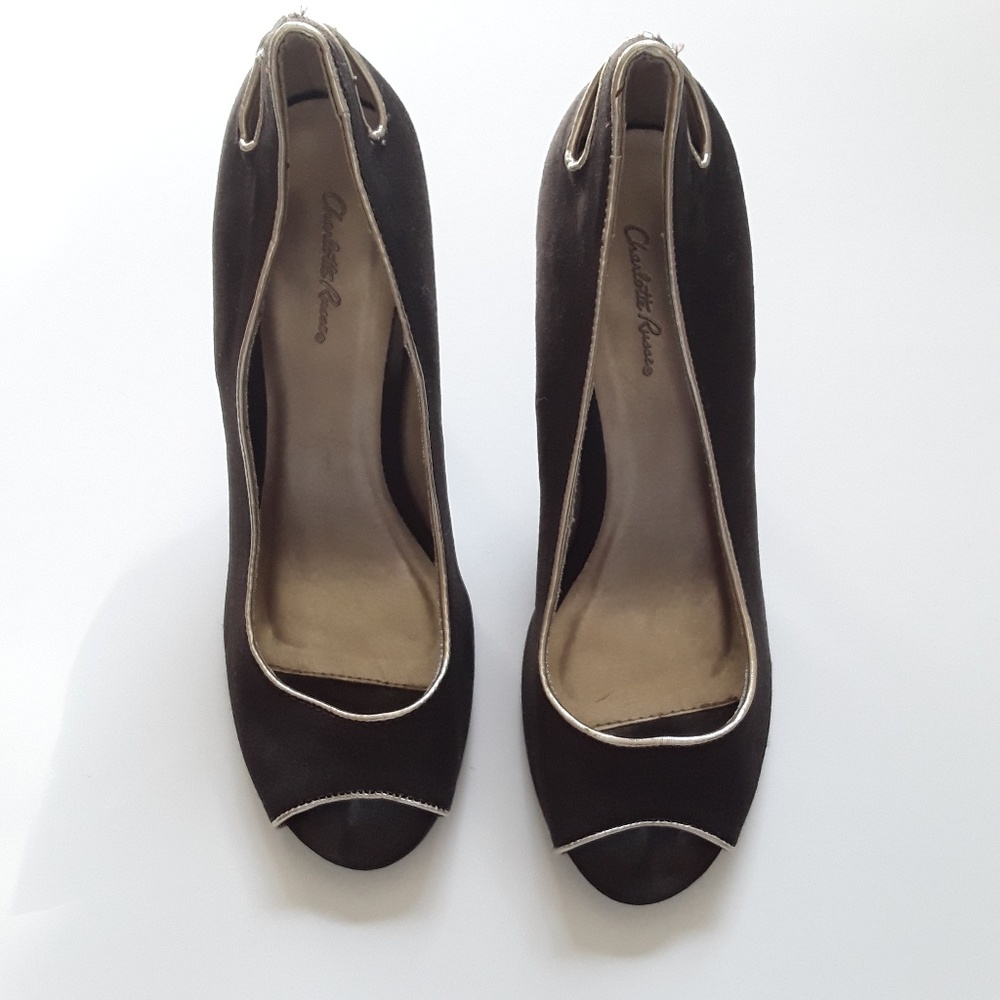 Charlotte Russe Brown Peep Toe Pumps